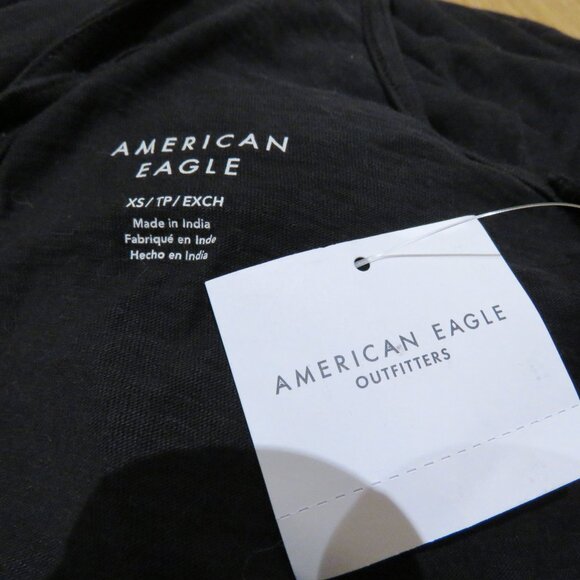 AMERICAN EAGLE Sunchaser Knit V-Neck Jumpsuit Black Wide Leg Lounge XS NWT - Picture 12 of 13